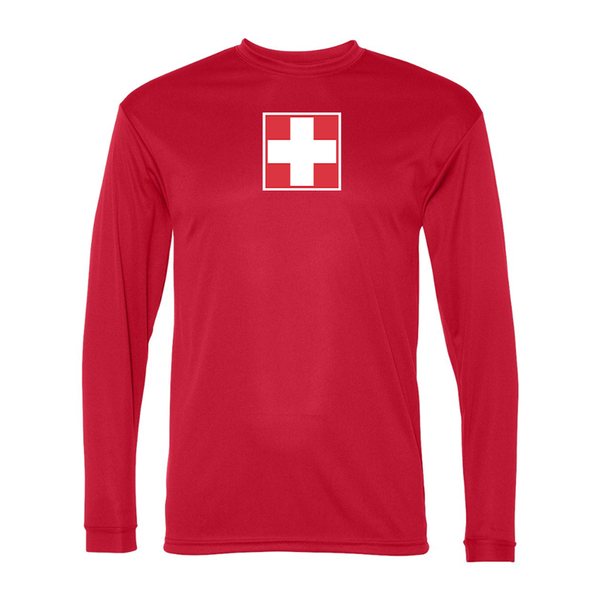 Men's Switzerland National Football Soccer Team  Performance Long Sleeve T-Shirt