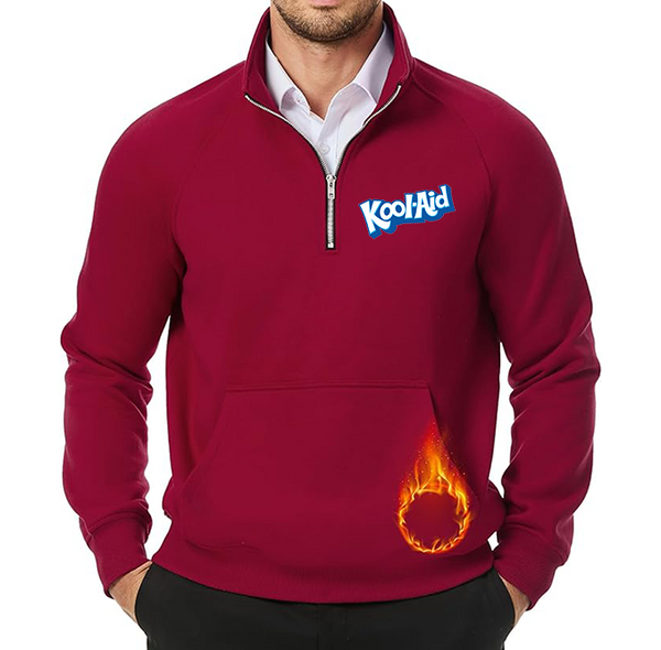 Men's kool-Aid JMIERR Quarter Zip Pullover Heavy Sweatshirts Warm Fleece Sweatshirt Polo Shirt with Pockets