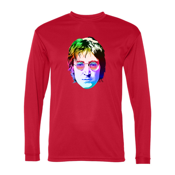 Men's John Lennon Face Art Music Polyester Long Sleeve T-Shirt