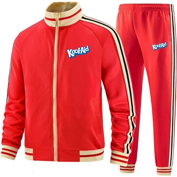 Men's kool-Aid Tracksuit with Bold Striped Accents and Zippered Front