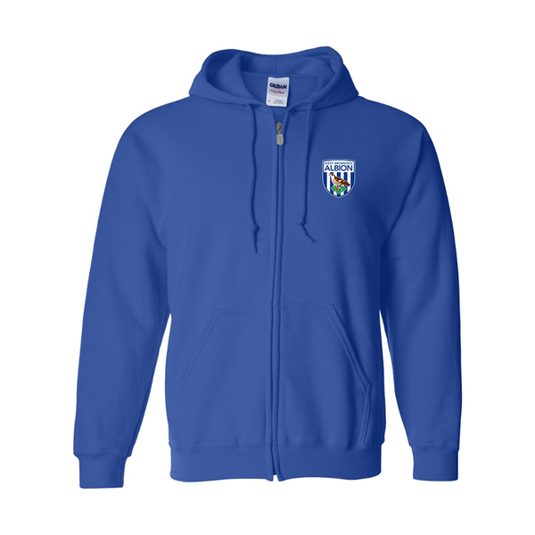 Men's West Bromwich Albion Soccer Gildan  Heavy Blend Full Zip Hooded Sweatshirt