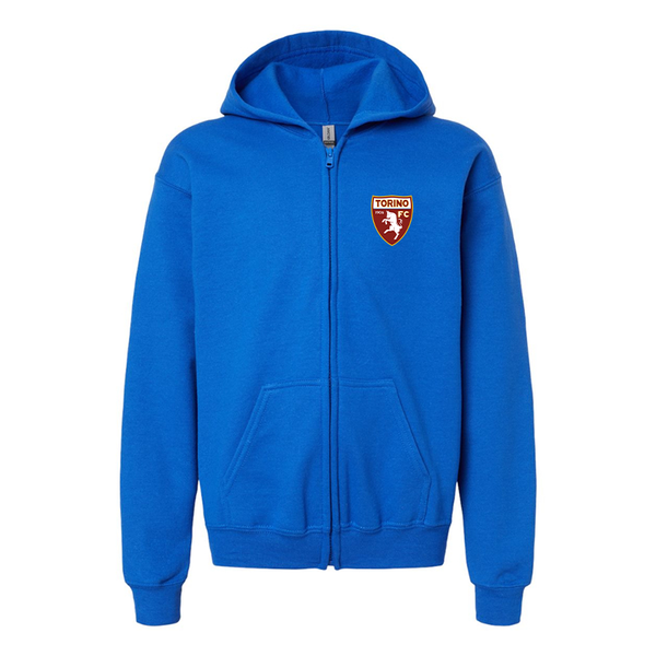 Gildan Heavy Blend Youth Torino Soccer Full Zip Hooded Sweatshirt