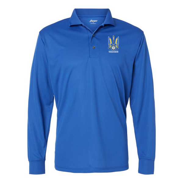 Men's  Ukraine National Football Soccer Team Paragon Prescott Long Sleeve Polo