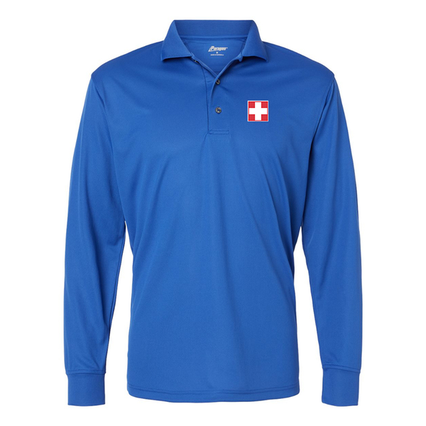 Men's Switzerland National Football Soccer Team Paragon Prescott Long Sleeve Polo