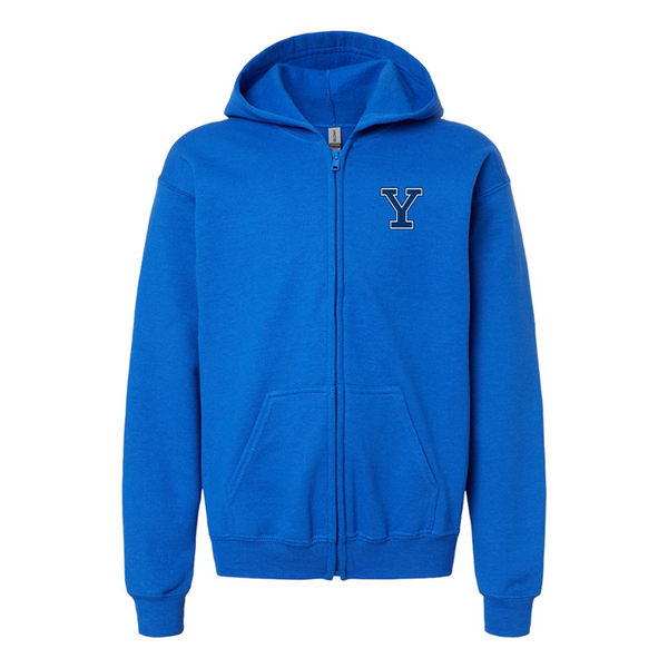 Gildan Heavy Blend Youth Yale Bulldogs Full Zip Hooded Sweatshirt