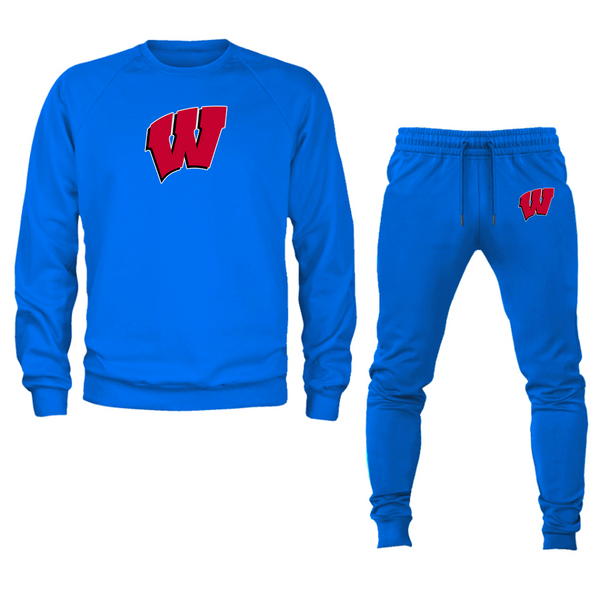 Men's  Wisconsin Badgers  Crewneck Sweatshirt Joggers Suit