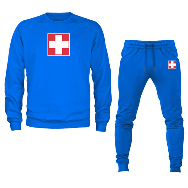 Men's Switzerland National Football Soccer Team  Crewneck Sweatshirt Joggers Suit