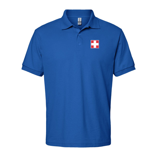 Men's Switzerland National Football Soccer Team Gildan Dry Blend Jersey Polo