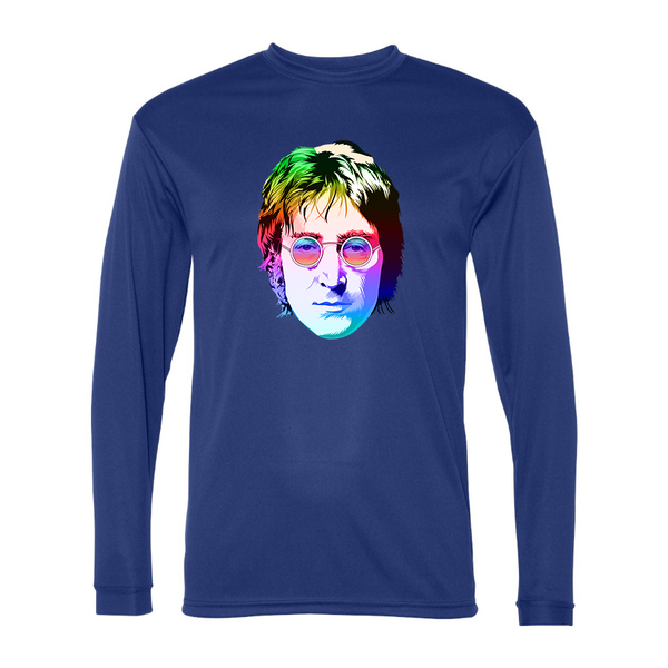 Men's John Lennon Face Art Music Polyester Long Sleeve T-Shirt
