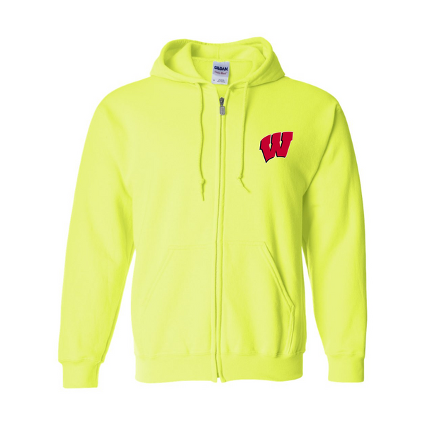 Men's Wisconsin Badgers Gildan  Heavy Blend Full Zip Hooded Sweatshirt