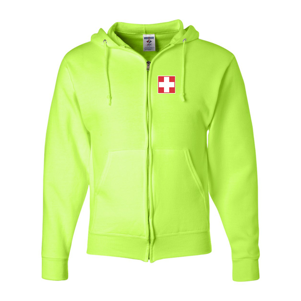 Men's Switzerland National Football Soccer Team JERZEES NuBlend Full-Zip Hooded Sweatshirt