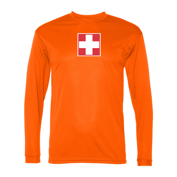 Men's Switzerland National Football Soccer Team  Performance Long Sleeve T-Shirt