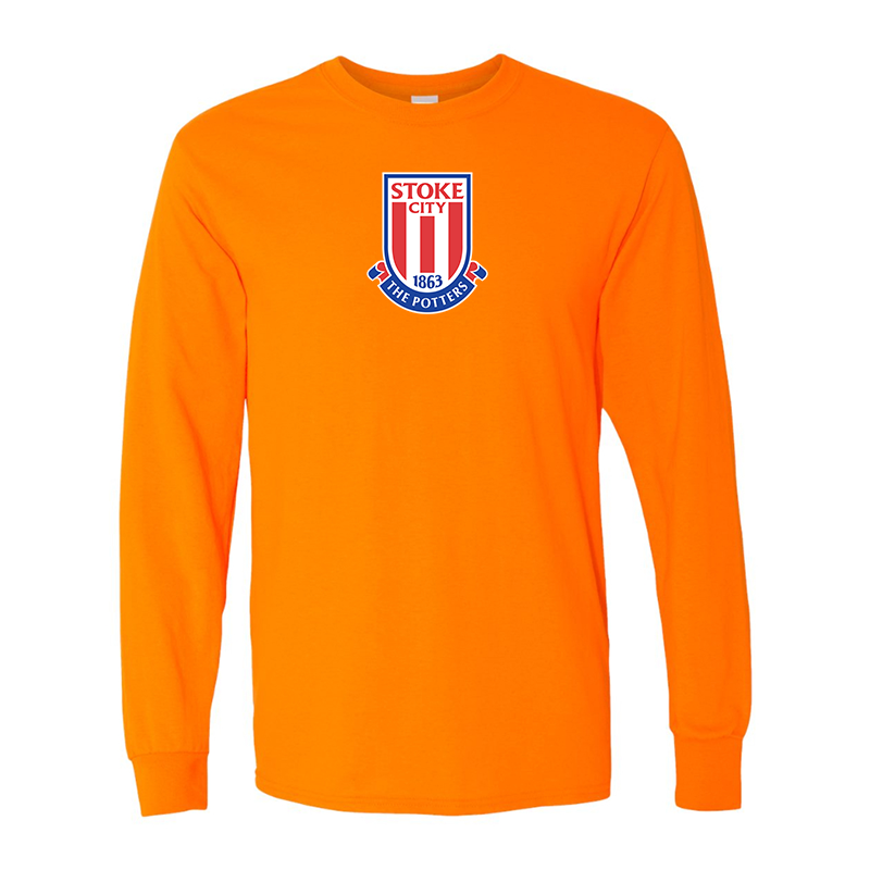 Men's Stoke City Soccer  Gildan Heavy Cotton Long Sleeve T-Shirt
