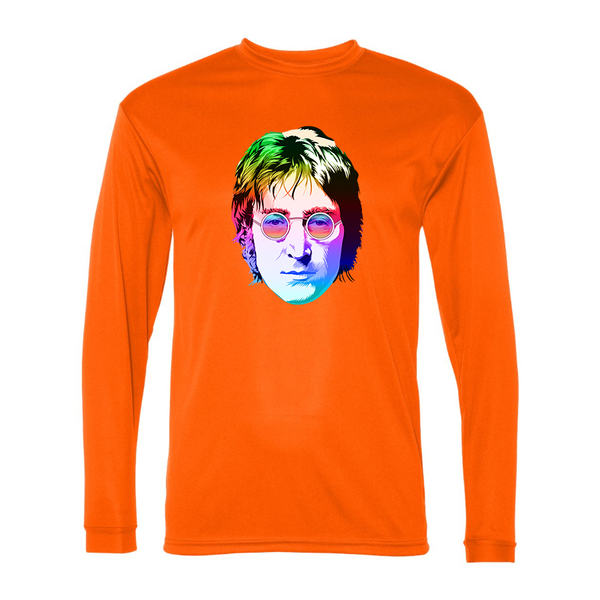 Men's John Lennon Face Art Music Polyester Long Sleeve T-Shirt