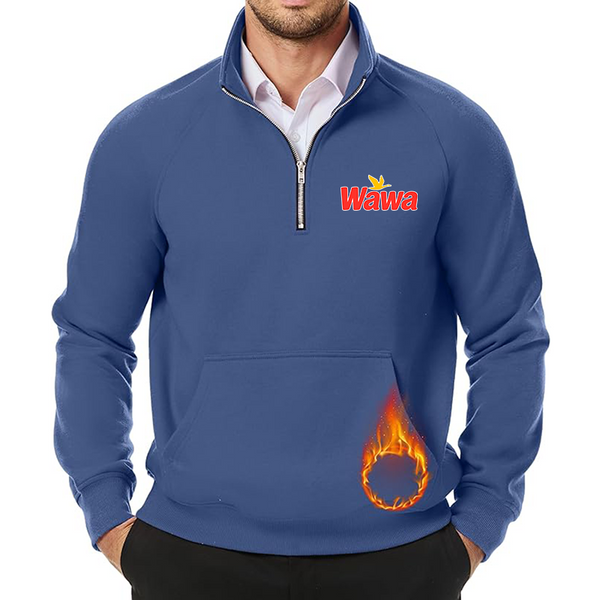 Men's  Wawa Gas Station JMIERR Quarter Zip Pullover Heavy Sweatshirts Warm Fleece Sweatshirt Polo Shirt with Pockets