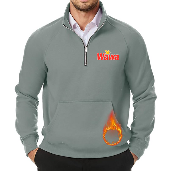 Men's  Wawa Gas Station JMIERR Quarter Zip Pullover Heavy Sweatshirts Warm Fleece Sweatshirt Polo Shirt with Pockets