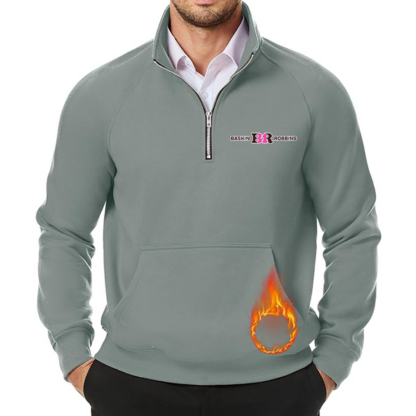 Men's Baskin-Rоbbins  JMIERR Quarter Zip Pullover Heavy Sweatshirts Warm Fleece Sweatshirt Polo Shirt with Pockets