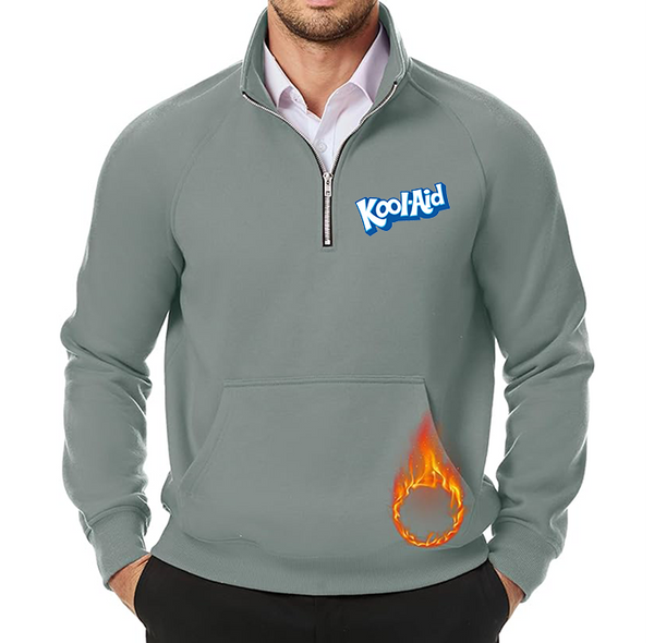 Men's kool-Aid JMIERR Quarter Zip Pullover Heavy Sweatshirts Warm Fleece Sweatshirt Polo Shirt with Pockets
