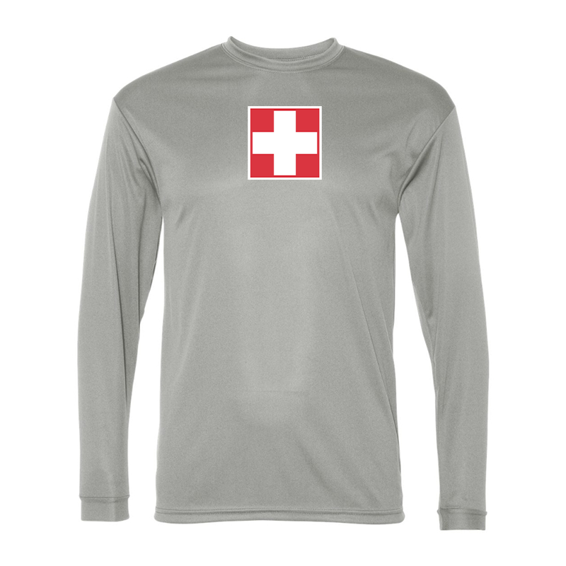 Men's Switzerland National Football Soccer Team  Performance Long Sleeve T-Shirt