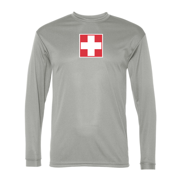 Men's Switzerland National Football Soccer Team  Performance Long Sleeve T-Shirt