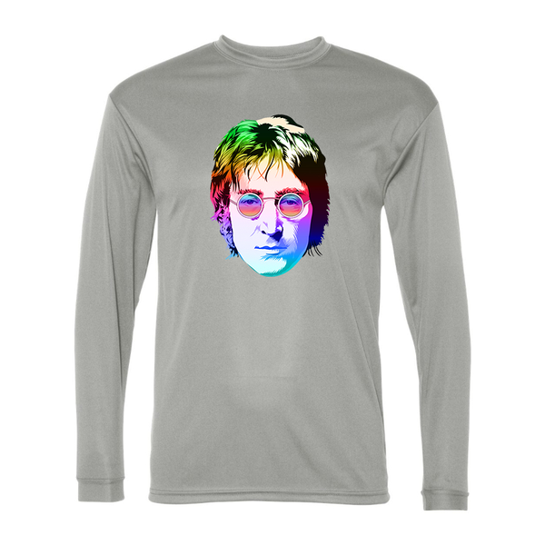 Men's John Lennon Face Art Music Polyester Long Sleeve T-Shirt