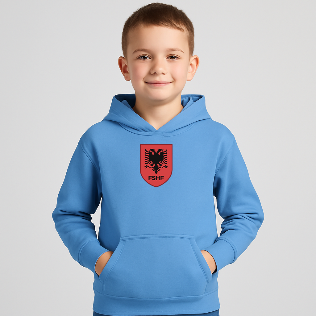 Youth Kids Albania National Soccer Team Pullover Hoodie