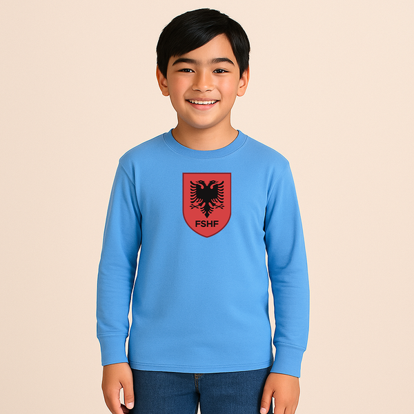 Youth Kids Albania National Soccer Team Long Sleeve T-Shirt