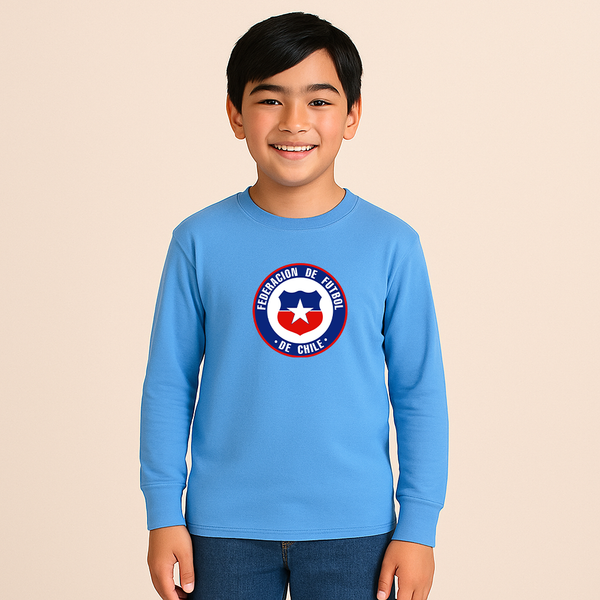 Youth Kids Chile National Soccer Team  Long Sleeve T-Shirt