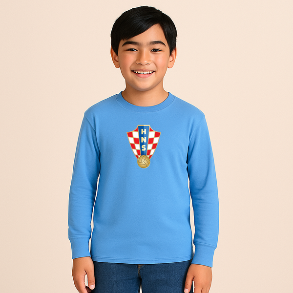 Youth Kids Croatia National Soccer Team Long Sleeve T-Shirt