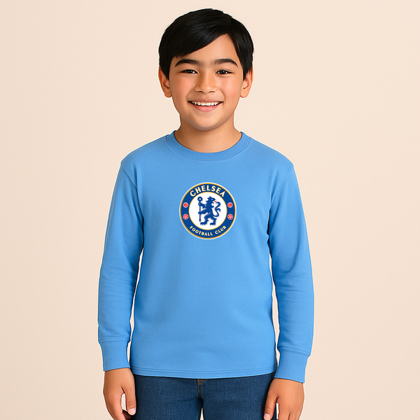 Youth Kids Chelsea Soccer Long Sleeve T-Shirt