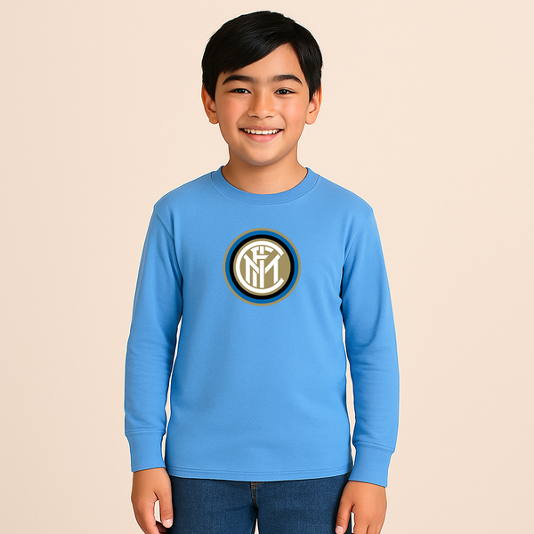 Youth Kids Inter Milan Soccer Long Sleeve T-Shirt