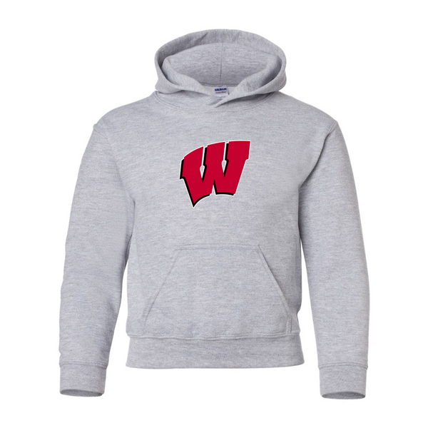 Youth  Wisconsin Badgers Gildan Heavy Blend  Hooded Sweatshirt