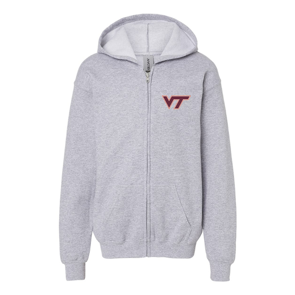Gildan Heavy Blend Youth  Virginia Tech Hokies  Full Zip Hooded Sweatshirt