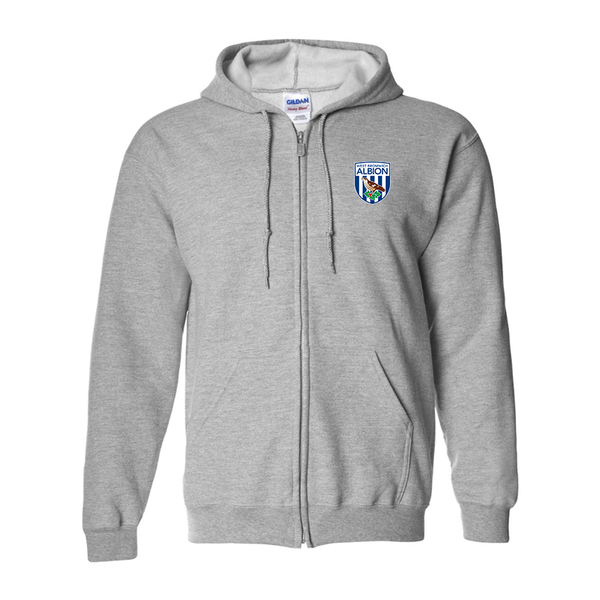 Men's West Bromwich Albion Soccer Gildan  Heavy Blend Full Zip Hooded Sweatshirt
