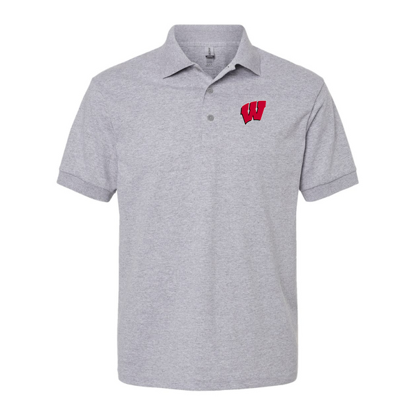 Men's Wisconsin Badgers Gildan Dry Blend Jersey Polo
