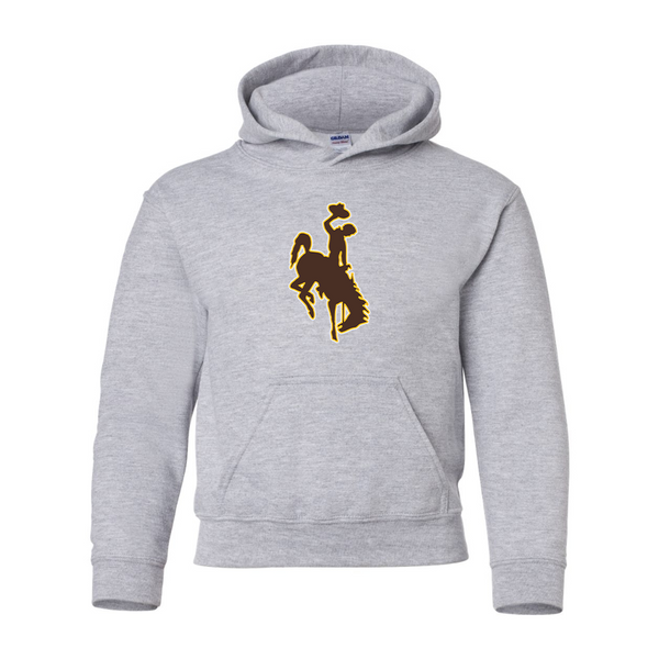 Youth   Wyoming Cowboys Gildan Heavy Blend  Hooded Sweatshirt