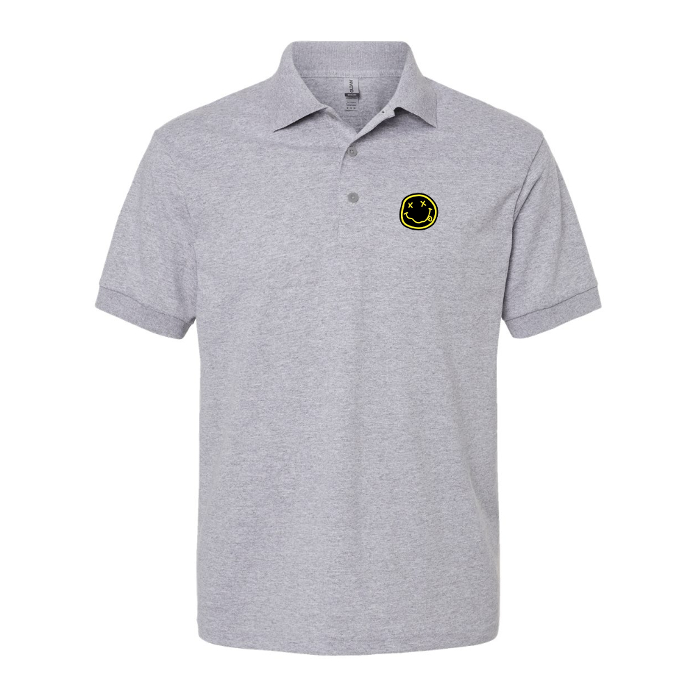 Men's Nirvana Yellow and Black Face Dry Blend Jersey Polo - Grey