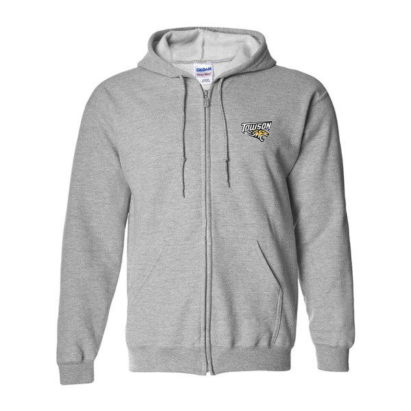 Men's Towson Tigers Gildan  Heavy Blend Full Zip Hooded Sweatshirt