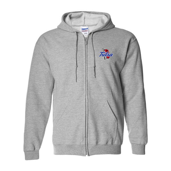 Men's Tulsa Golden Hurricane Gildan  Heavy Blend Full Zip Hooded Sweatshirt
