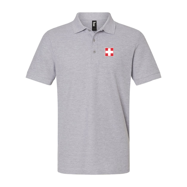 Men's Switzerland National Football Soccer Team  Gildan Hammer Pique Polo