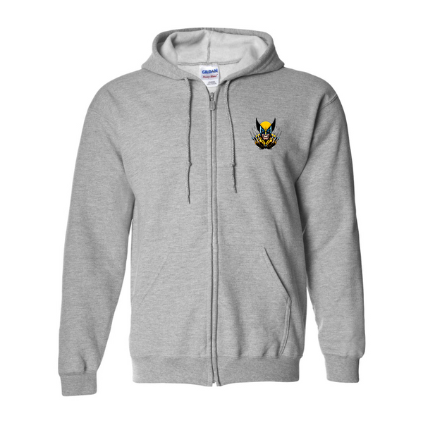 Men's Wolverine 2025 Art  Gildan  Heavy Blend Full Zip Hooded Sweatshirt