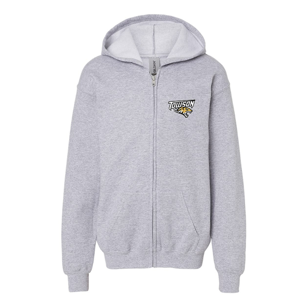 Gildan Heavy Blend Youth Towson Tigers Full Zip Hooded Sweatshirt