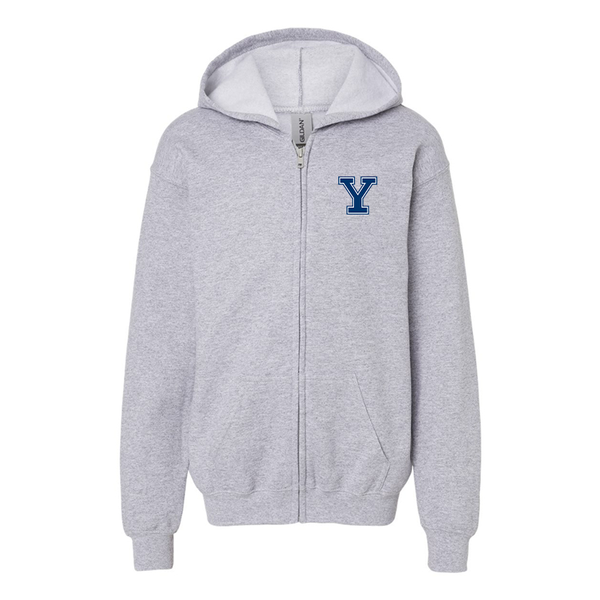 Gildan Heavy Blend Youth Yale Bulldogs Full Zip Hooded Sweatshirt