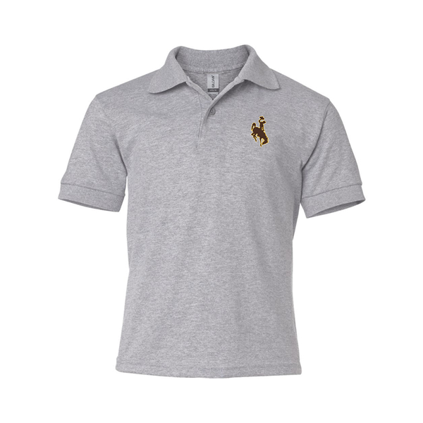 Youth   Wyoming Cowboys Gildan Dry Blend Jersey Polo