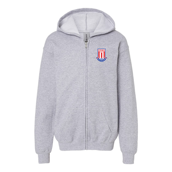 Gildan Heavy Blend Youth Stoke City Soccer  Full Zip Hooded Sweatshirt