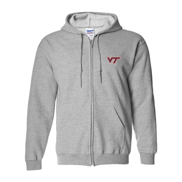 Men's Virginia Tech Hokies Gildan  Heavy Blend Full Zip Hooded Sweatshir