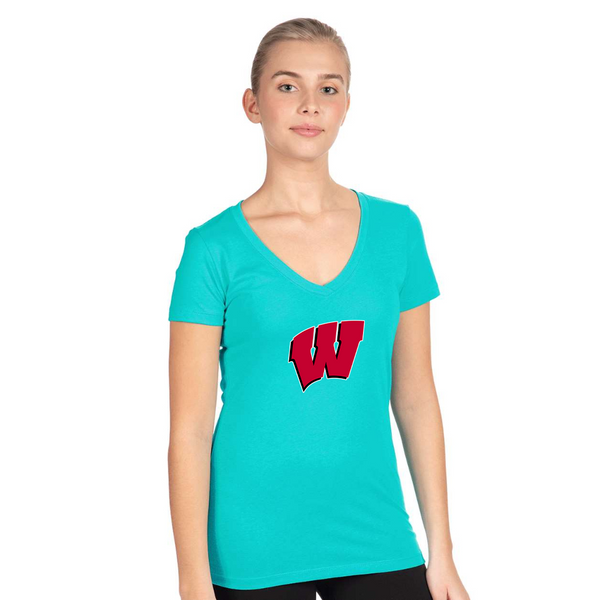Women's Wisconsin Badgers  Next Level V-Neck T-Shirt
