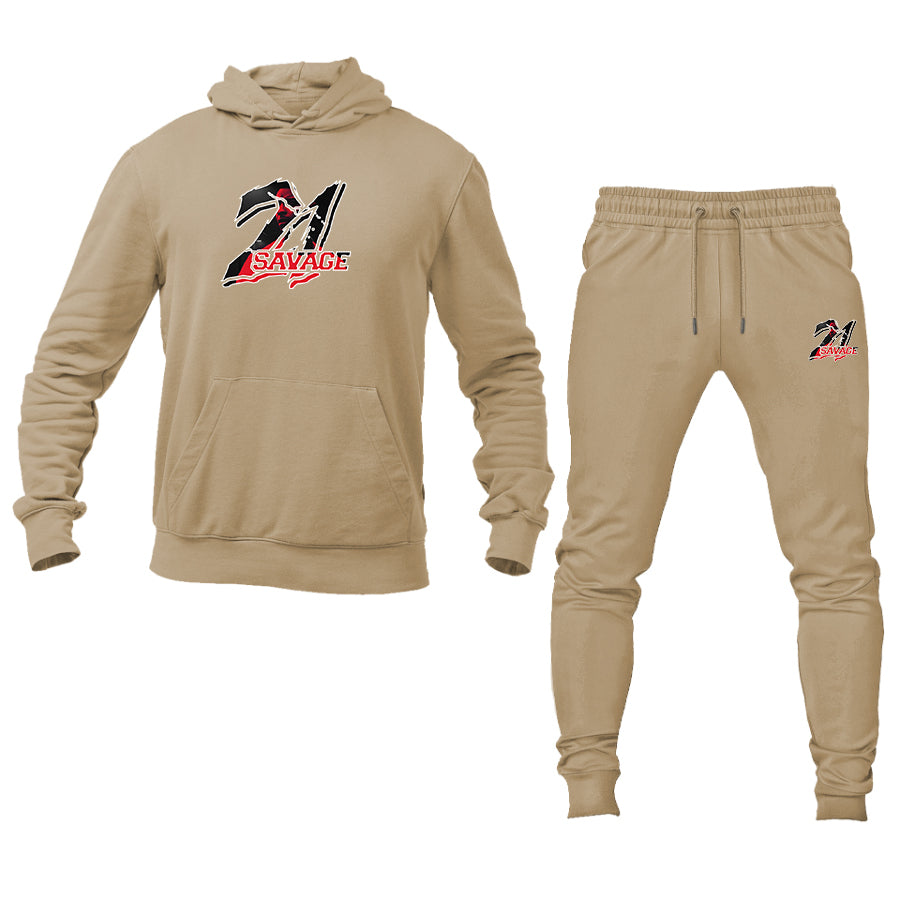 Men's 21 Savage Music Logo Hoodie Joggers Set