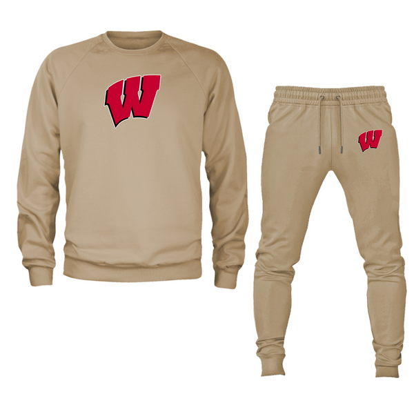 Men's  Wisconsin Badgers  Crewneck Sweatshirt Joggers Suit