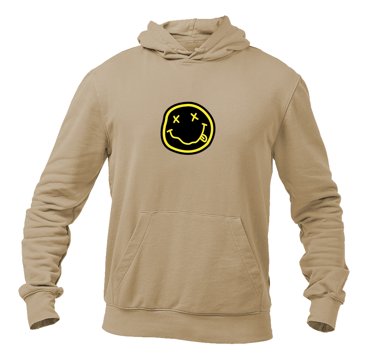 Men's Nirvana Yellow and Black Face Pullover Hoodie